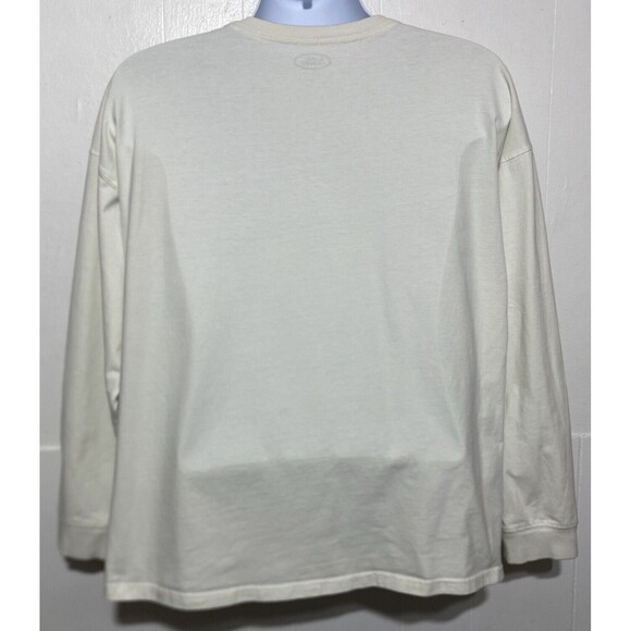 LAND ROVER Pacsun T Shirt Size M Long Sleeve Cream Green Spellout Casual Top - Picture 6 of 10